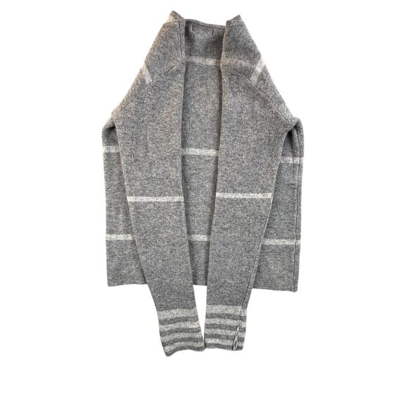 Benedetta Sweater Womens Large Gray Stripe Merino Wool Cashmere Knit Made Italy - Picture 4 of 13